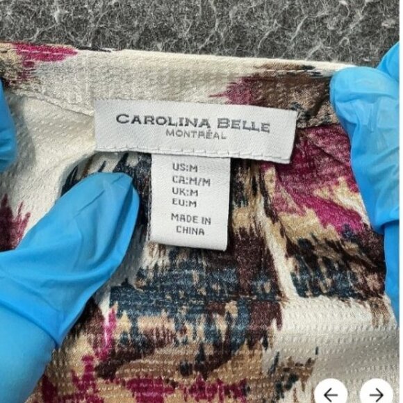 Carolina Belle Montreal Silky floral blouse top size M /B3 - Picture 3 of 3